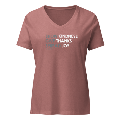 Kindness, Thanks, Joy Women’s V-neck Tee